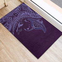 Hawaiian Manta Ray and Polynesian Tribal Tattoo Rubber Doormat Purple Color LT03 - Polynesian Pride
