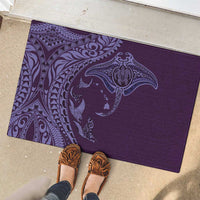 Hawaiian Manta Ray and Polynesian Tribal Tattoo Rubber Doormat Purple Color LT03 - Polynesian Pride