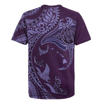 Hawaiian Manta Ray and Polynesian Tribal Tattoo Rugby Jersey Purple Color LT03