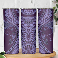 Hawaiian Manta Ray and Polynesian Tribal Tattoo Skinny Tumbler Purple Color