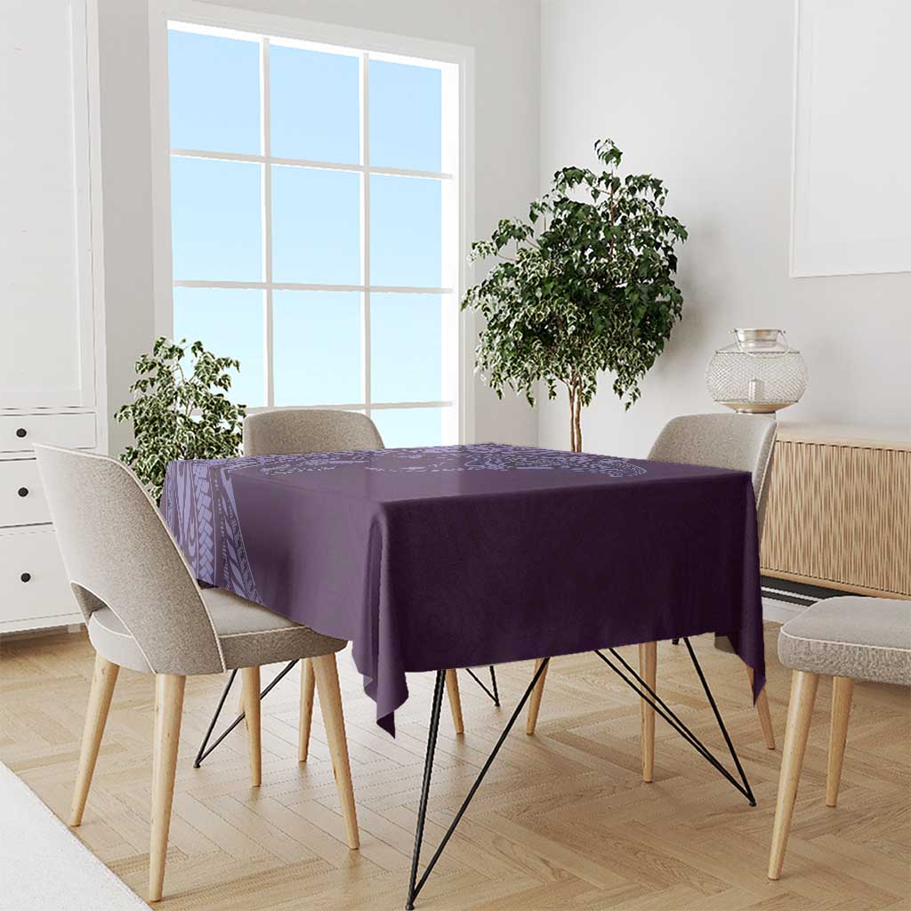 Hawaiian Manta Ray and Polynesian Tribal Tattoo Tablecloth Purple Color LT03