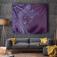 Hawaiian Manta Ray and Polynesian Tribal Tattoo Tapestry Purple Color LT03 - Polynesian Pride