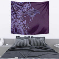 Hawaiian Manta Ray and Polynesian Tribal Tattoo Tapestry Purple Color LT03 - Polynesian Pride