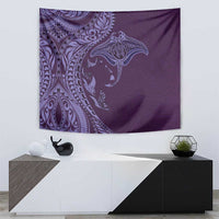 Hawaiian Manta Ray and Polynesian Tribal Tattoo Tapestry Purple Color LT03 - Polynesian Pride