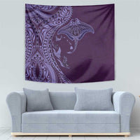 Hawaiian Manta Ray and Polynesian Tribal Tattoo Tapestry Purple Color LT03 - Polynesian Pride