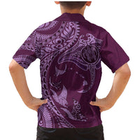 Hawaiian Manta Ray and Polynesian Tribal Tattoo Family Matching Mermaid Dress and Hawaiian Shirt Pink Color LT03