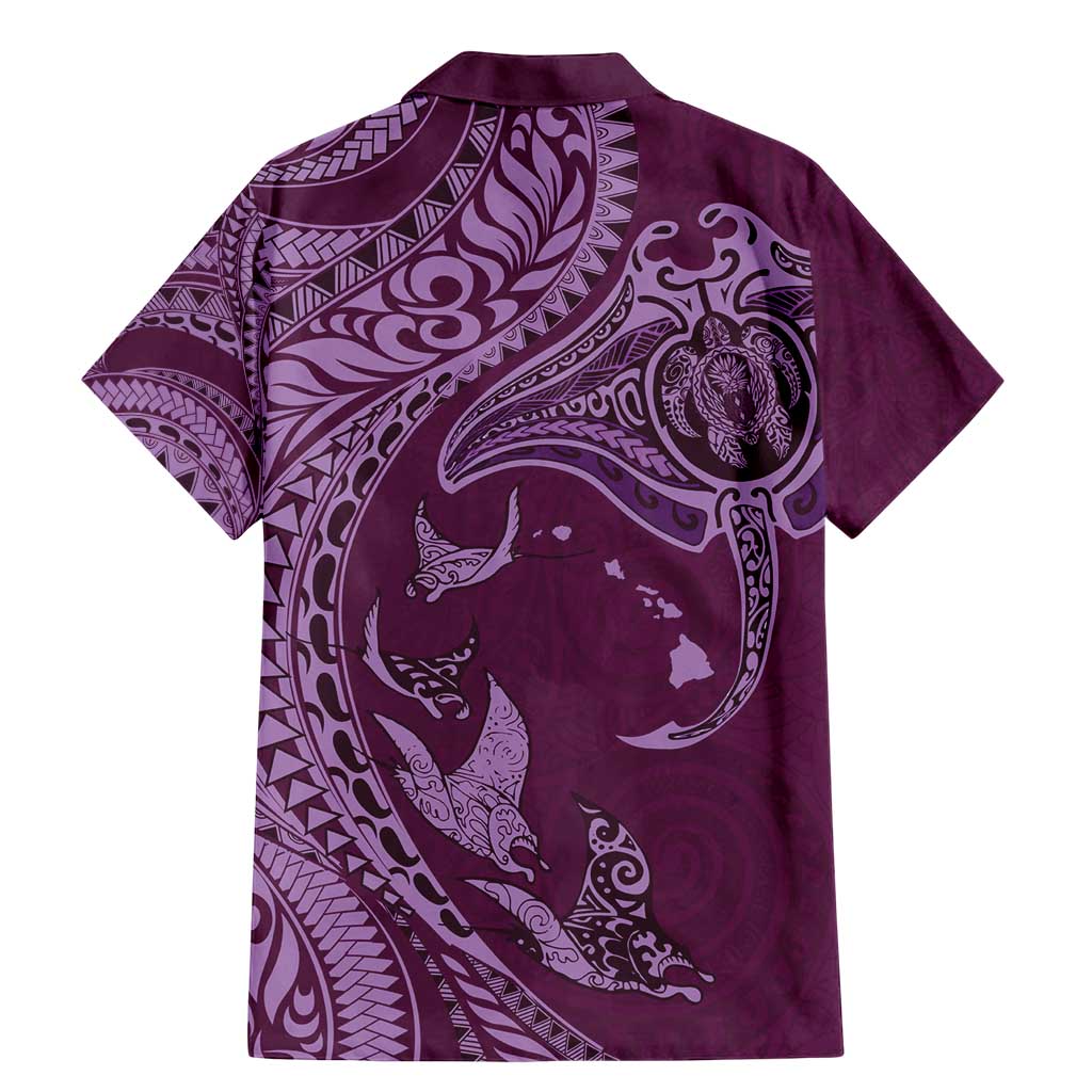Hawaiian Manta Ray and Polynesian Tribal Tattoo Family Matching Mermaid Dress and Hawaiian Shirt Pink Color LT03