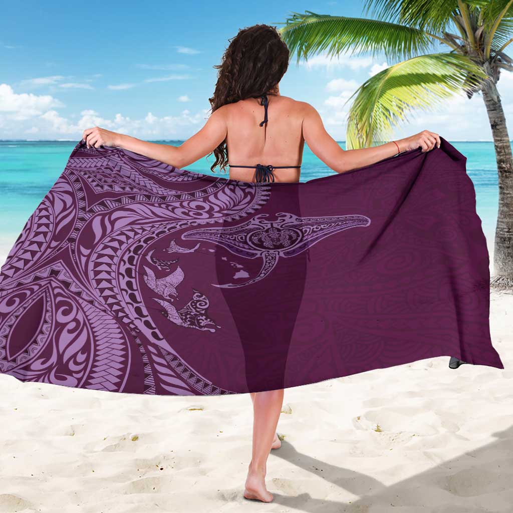 Hawaiian Manta Ray and Polynesian Tribal Tattoo Sarong Pink Color LT03