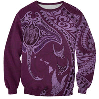 Hawaiian Manta Ray and Polynesian Tribal Tattoo Sweatshirt Pink Color LT03