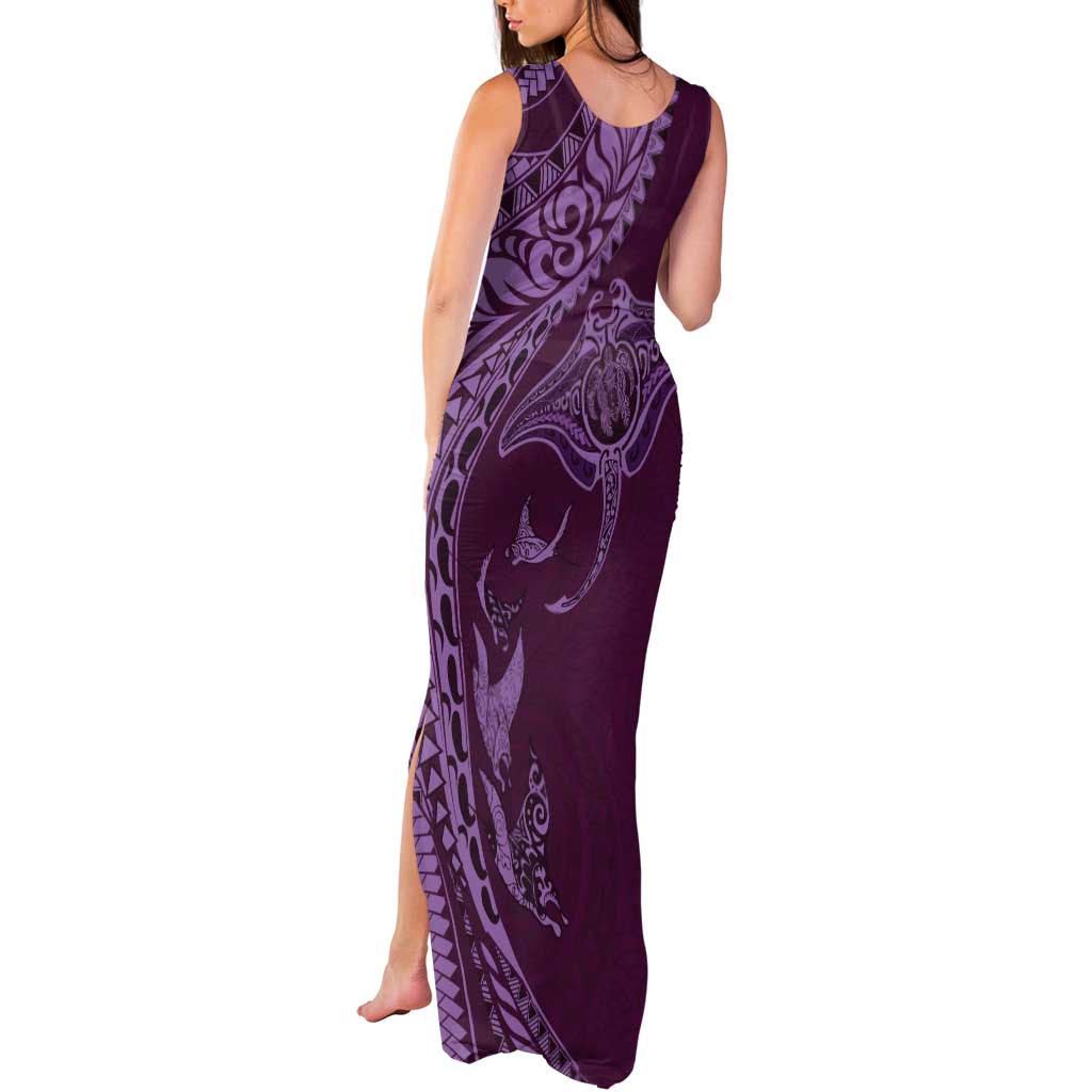 Hawaiian Manta Ray and Polynesian Tribal Tattoo Tank Maxi Dress Pink Color LT03