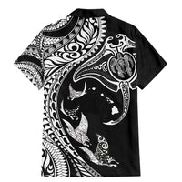 Hawaiian Manta Ray and Polynesian Tribal Tattoo Family Matching Mermaid Dress and Hawaiian Shirt Black Color LT03