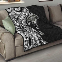 Hawaiian Manta Ray and Polynesian Tribal Tattoo Quilt Black Color LT03