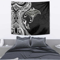 Hawaiian Manta Ray and Polynesian Tribal Tattoo Tapestry Black Color LT03 - Polynesian Pride