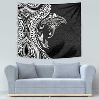 Hawaiian Manta Ray and Polynesian Tribal Tattoo Tapestry Black Color LT03 - Polynesian Pride