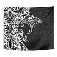Hawaiian Manta Ray and Polynesian Tribal Tattoo Tapestry Black Color LT03 - Polynesian Pride