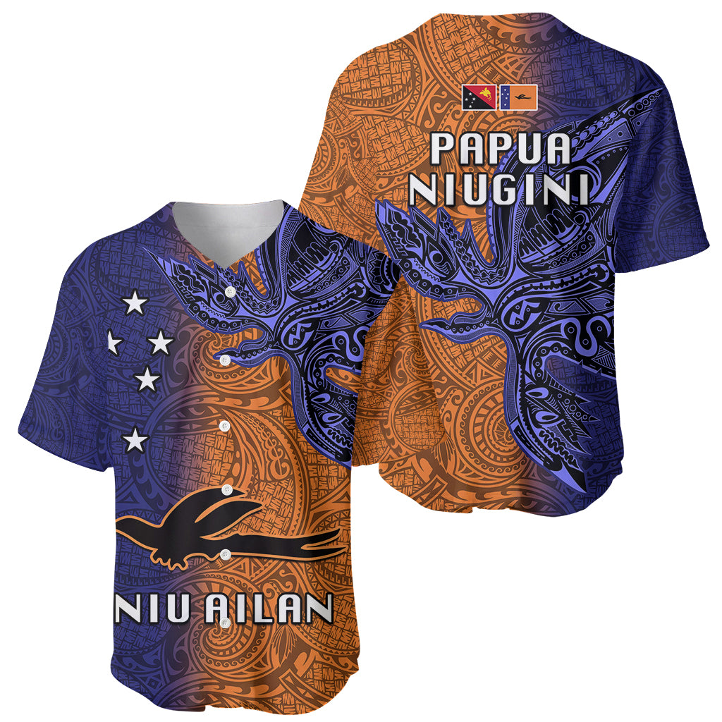 Papua New Guinea New Ireland Province Baseball Jersey PNG Birds Of Paradise Polynesian Arty Style LT03 - Polynesian Pride