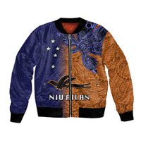Papua New Guinea New Ireland Province Bomber Jacket PNG Birds Of Paradise Polynesian Arty Style LT03 Unisex Orange - Polynesian Pride