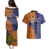 Papua New Guinea New Ireland Province Couples Matching Puletasi Dress and Hawaiian Shirt PNG Birds Of Paradise Polynesian Arty Style LT03 - Polynesian Pride