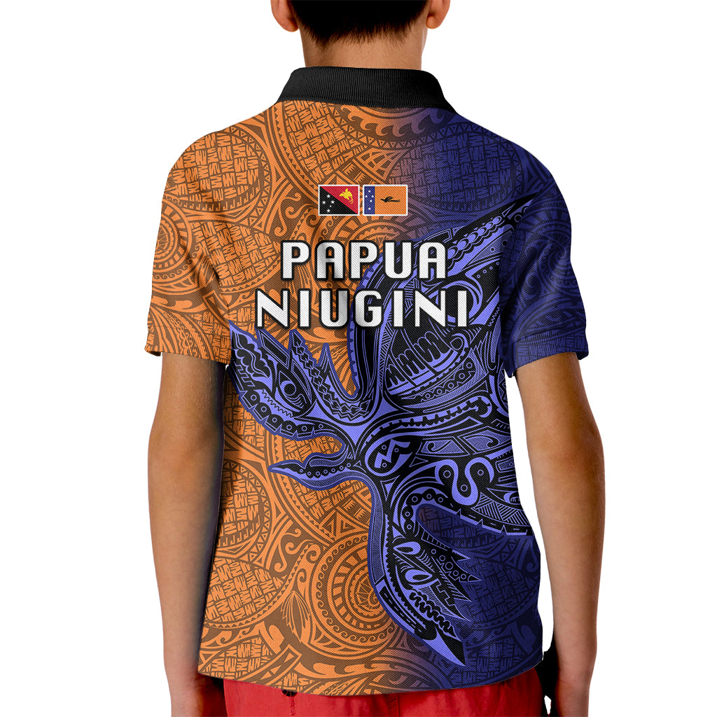 Papua New Guinea New Ireland Province Kid Polo Shirt PNG Birds Of Paradise Polynesian Arty Style LT03 - Polynesian Pride