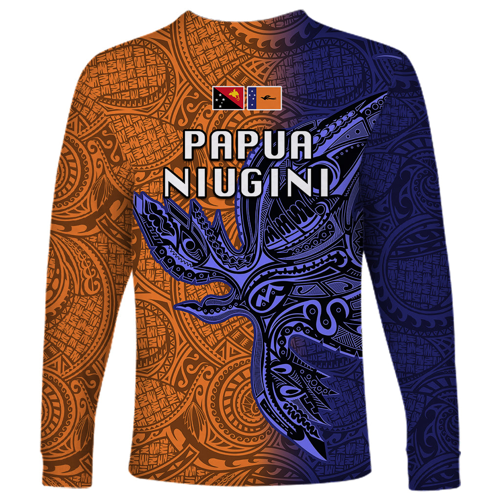 Papua New Guinea New Ireland Province Long Sleeve Shirt PNG Birds Of Paradise Polynesian Arty Style LT03 - Polynesian Pride