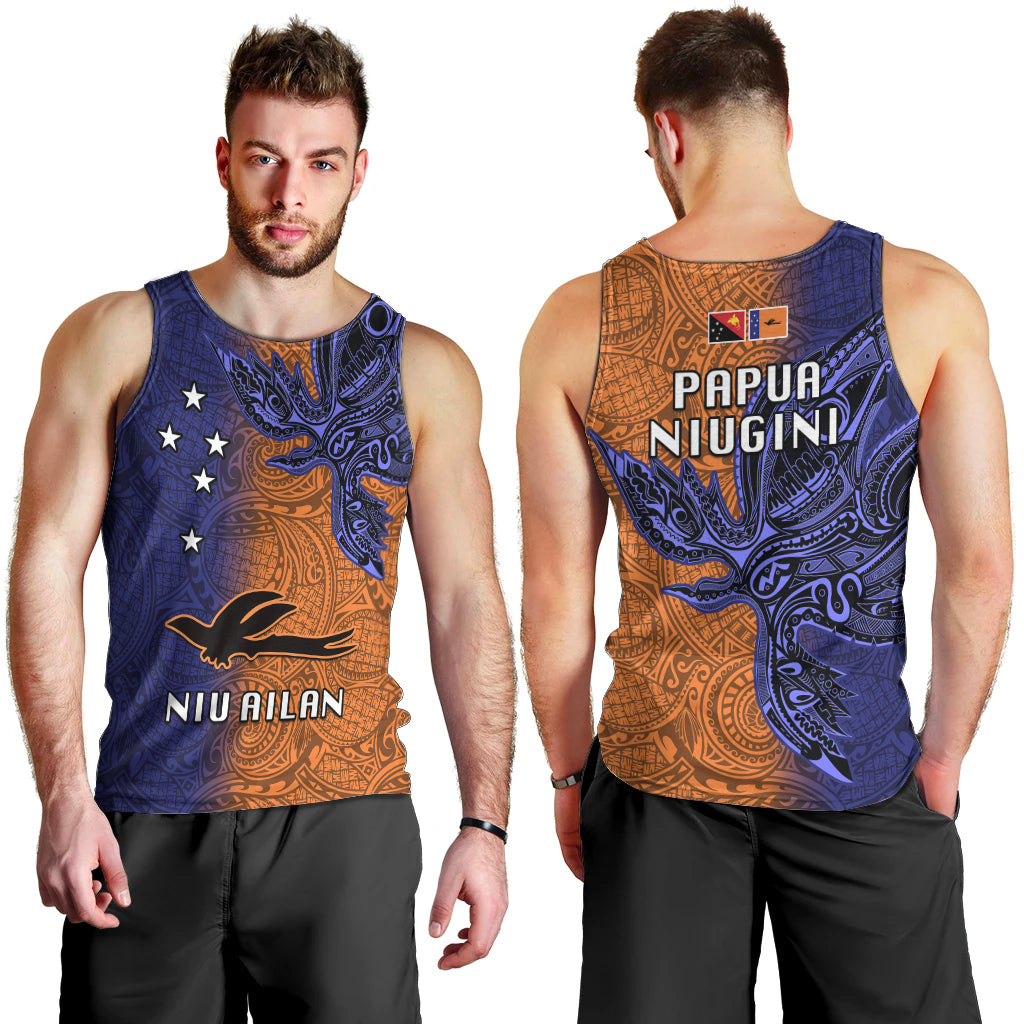 Papua New Guinea New Ireland Province Men Tank Top PNG Birds Of Paradise Polynesian Arty Style LT03 - Polynesian Pride