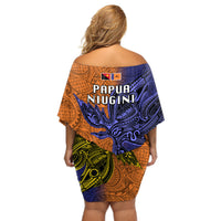 Papua New Guinea New Ireland Province Off Shoulder Short Dress PNG Birds Of Paradise Polynesian Arty Style LT03 - Polynesian Pride