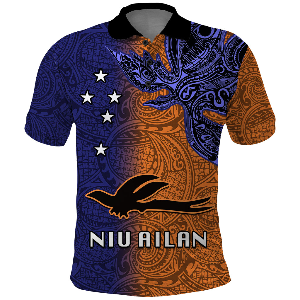 Papua New Guinea New Ireland Province Polo Shirt PNG Birds Of Paradise Polynesian Arty Style LT03 Orange - Polynesian Pride