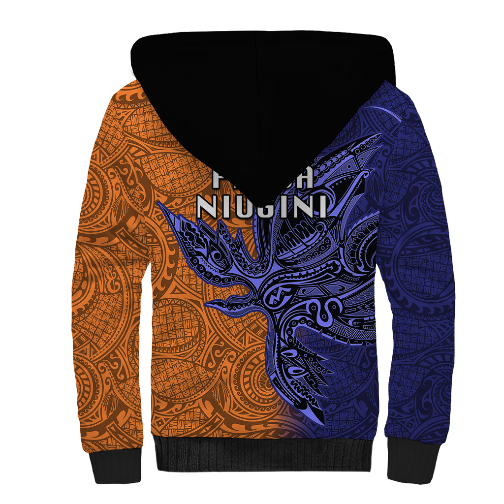 Papua New Guinea New Ireland Province Sherpa Hoodie PNG Birds Of Paradise Polynesian Arty Style LT03 - Polynesian Pride