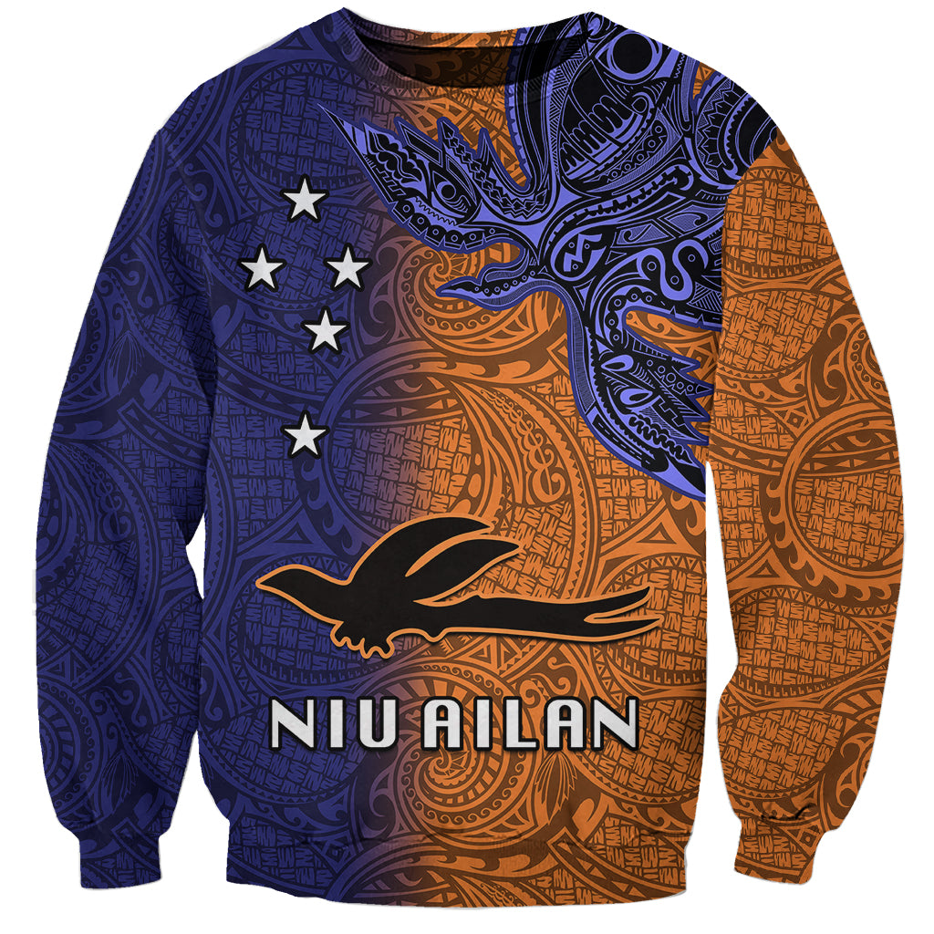 Papua New Guinea New Ireland Province Sweatshirt PNG Birds Of Paradise Polynesian Arty Style LT03 Unisex Orange - Polynesian Pride