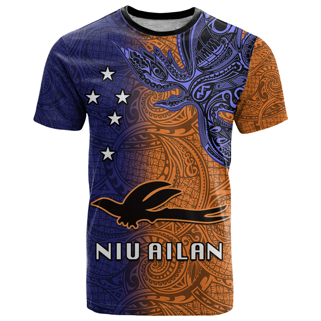 Papua New Guinea New Ireland Province T Shirt PNG Birds Of Paradise Polynesian Arty Style LT03 Orange - Polynesian Pride