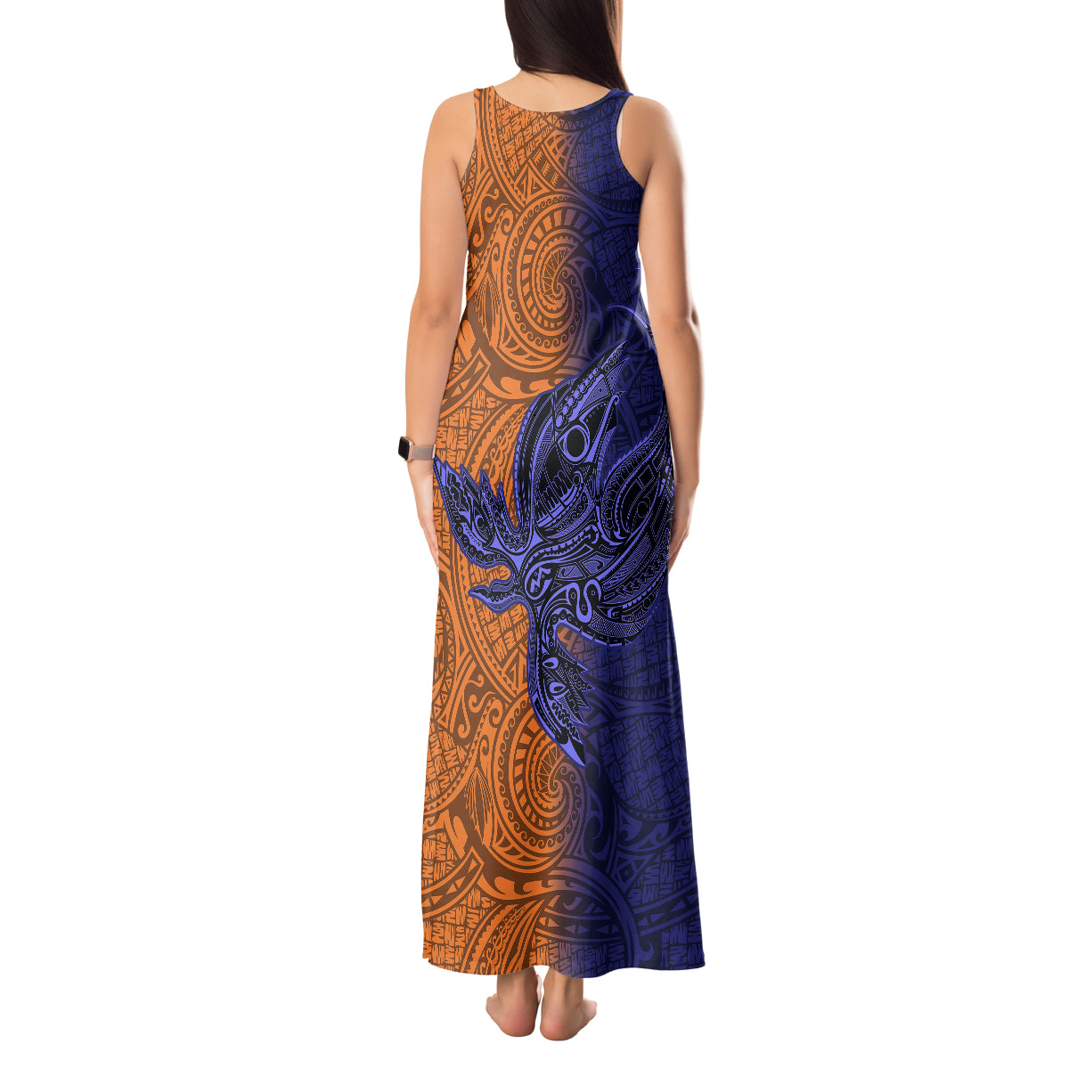 Papua New Guinea New Ireland Province Tank Maxi Dress PNG Birds Of Paradise Polynesian Arty Style LT03 - Polynesian Pride