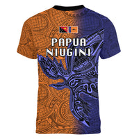 Papua New Guinea New Ireland Province Women V Neck T Shirt PNG Birds Of Paradise Polynesian Arty Style LT03 - Polynesian Pride