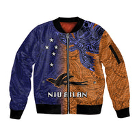 Custom Papua New Guinea New Ireland Province Sleeve Zip Bomber Jacket PNG Birds Of Paradise Polynesian Arty Style LT03 Unisex Orange - Polynesian Pride