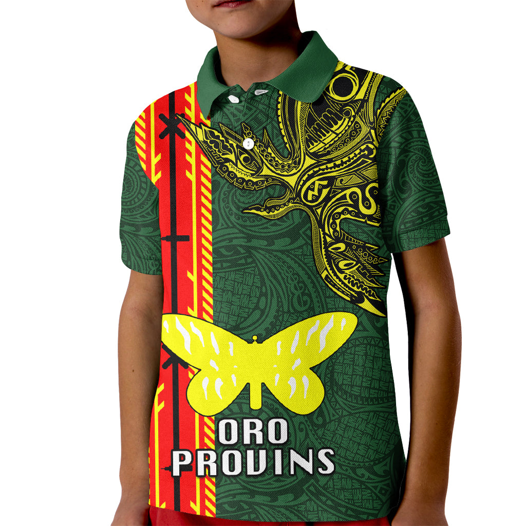 Papua New Guinea Oro Province Kid Polo Shirt PNG Birds Of Paradise Polynesian Arty Style LT03 Kid Green - Polynesian Pride