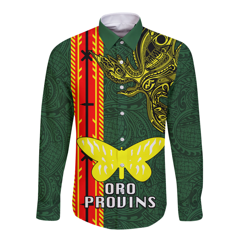 Papua New Guinea Oro Province Long Sleeve Button Shirt PNG Birds Of Paradise Polynesian Arty Style LT03 Unisex Green - Polynesian Pride