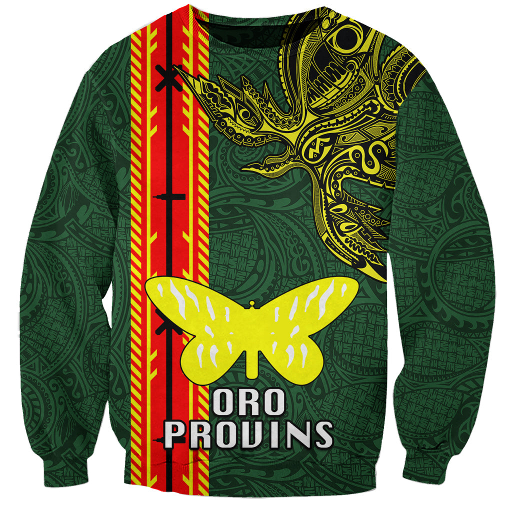 Papua New Guinea Oro Province Sweatshirt PNG Birds Of Paradise Polynesian Arty Style LT03 Unisex Green - Polynesian Pride