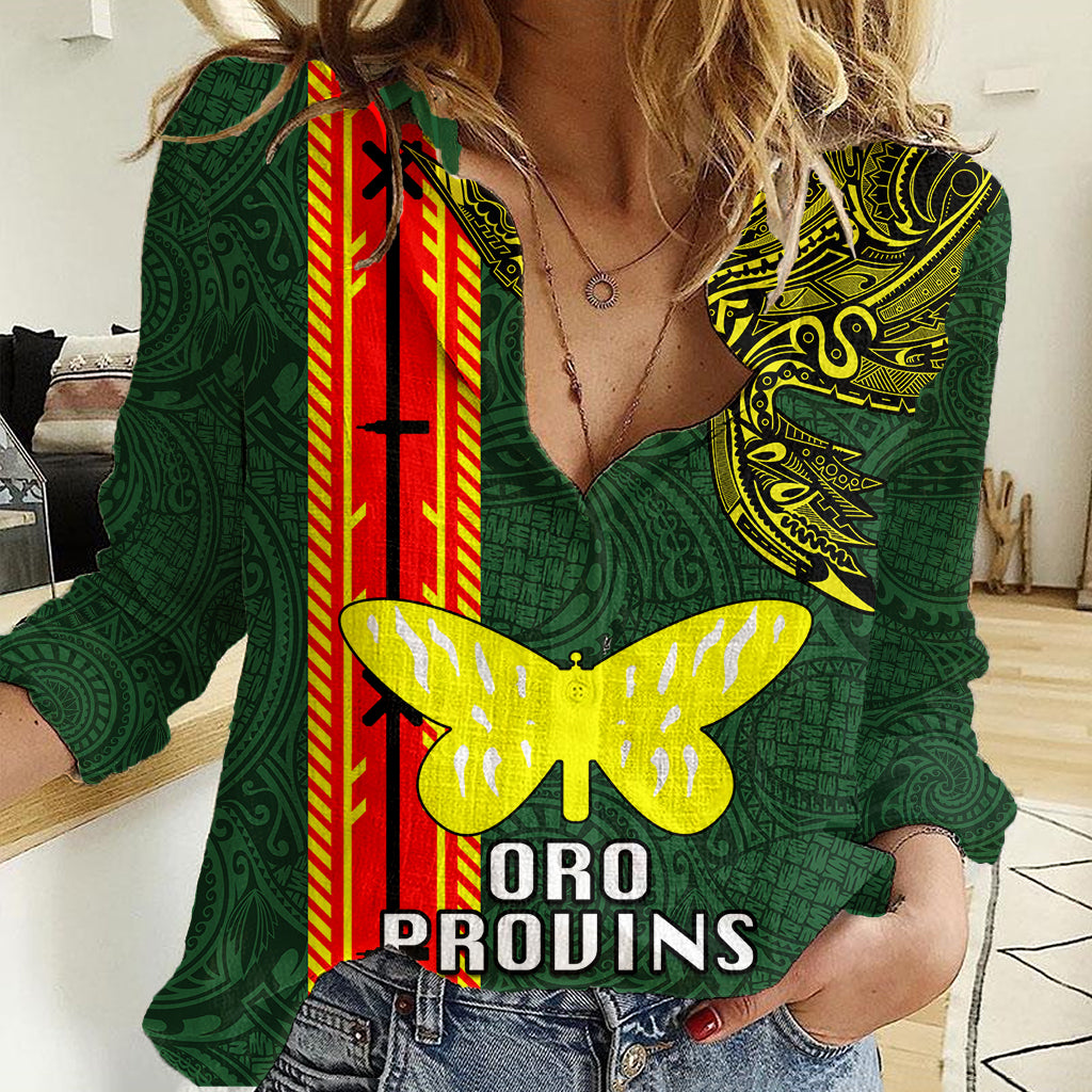 Papua New Guinea Oro Province Women Casual Shirt PNG Birds Of Paradise Polynesian Arty Style LT03 Female Green - Polynesian Pride