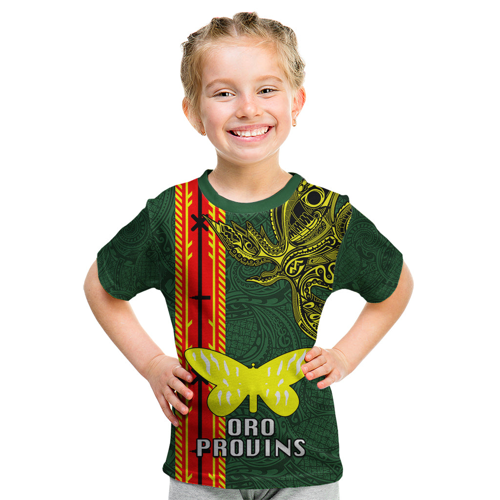Custom Papua New Guinea Oro Province Kid T Shirt PNG Birds Of Paradise Polynesian Arty Style LT03 Green - Polynesian Pride