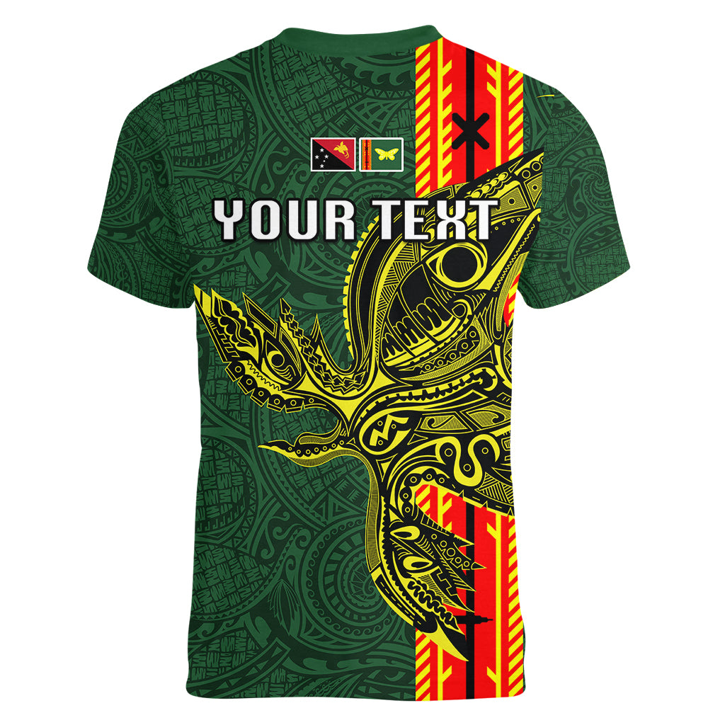 Custom Papua New Guinea Oro Province Women V Neck T Shirt PNG Birds Of Paradise Polynesian Arty Style LT03 - Polynesian Pride