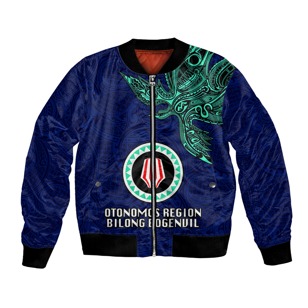 Papua New Guinea Bougainville Bomber Jacket PNG Birds Of Paradise Polynesian Arty Style LT03 Unisex Blue - Polynesian Pride
