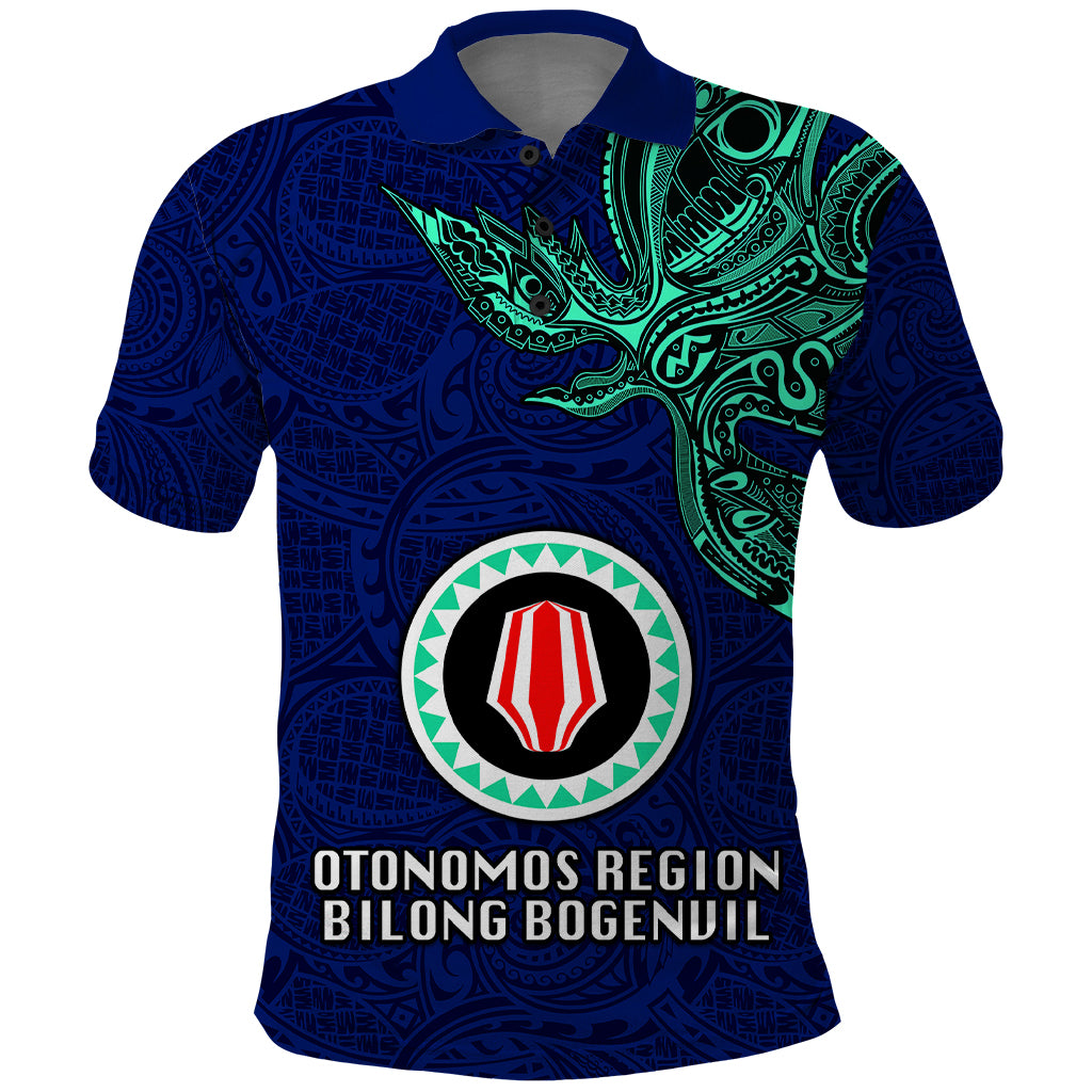 Papua New Guinea Bougainville Polo Shirt PNG Birds Of Paradise Polynesian Arty Style LT03 Blue - Polynesian Pride