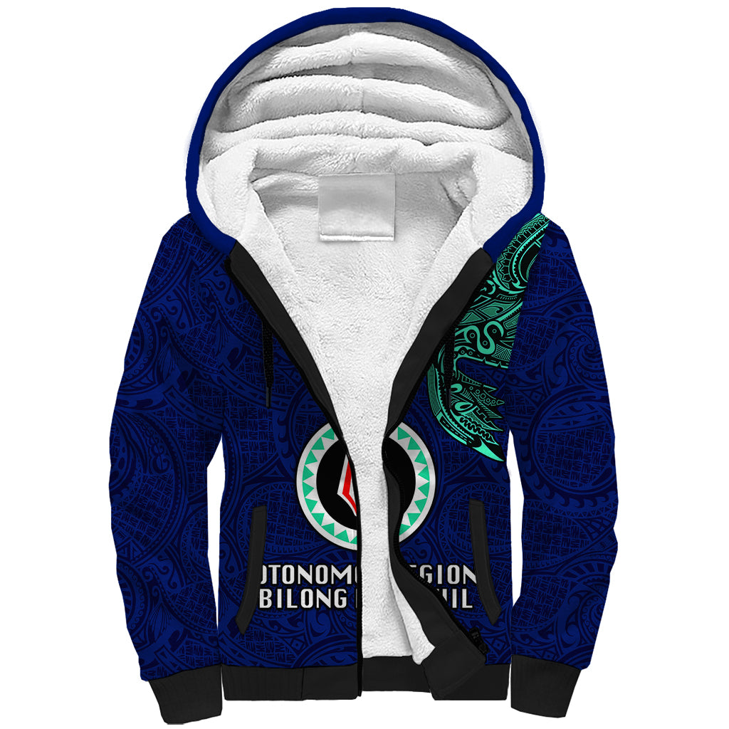 Papua New Guinea Bougainville Sherpa Hoodie PNG Birds Of Paradise Polynesian Arty Style LT03 Unisex Blue - Polynesian Pride