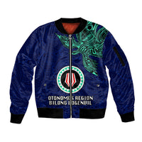 Papua New Guinea Bougainville Sleeve Zip Bomber Jacket PNG Birds Of Paradise Polynesian Arty Style LT03 Unisex Blue - Polynesian Pride