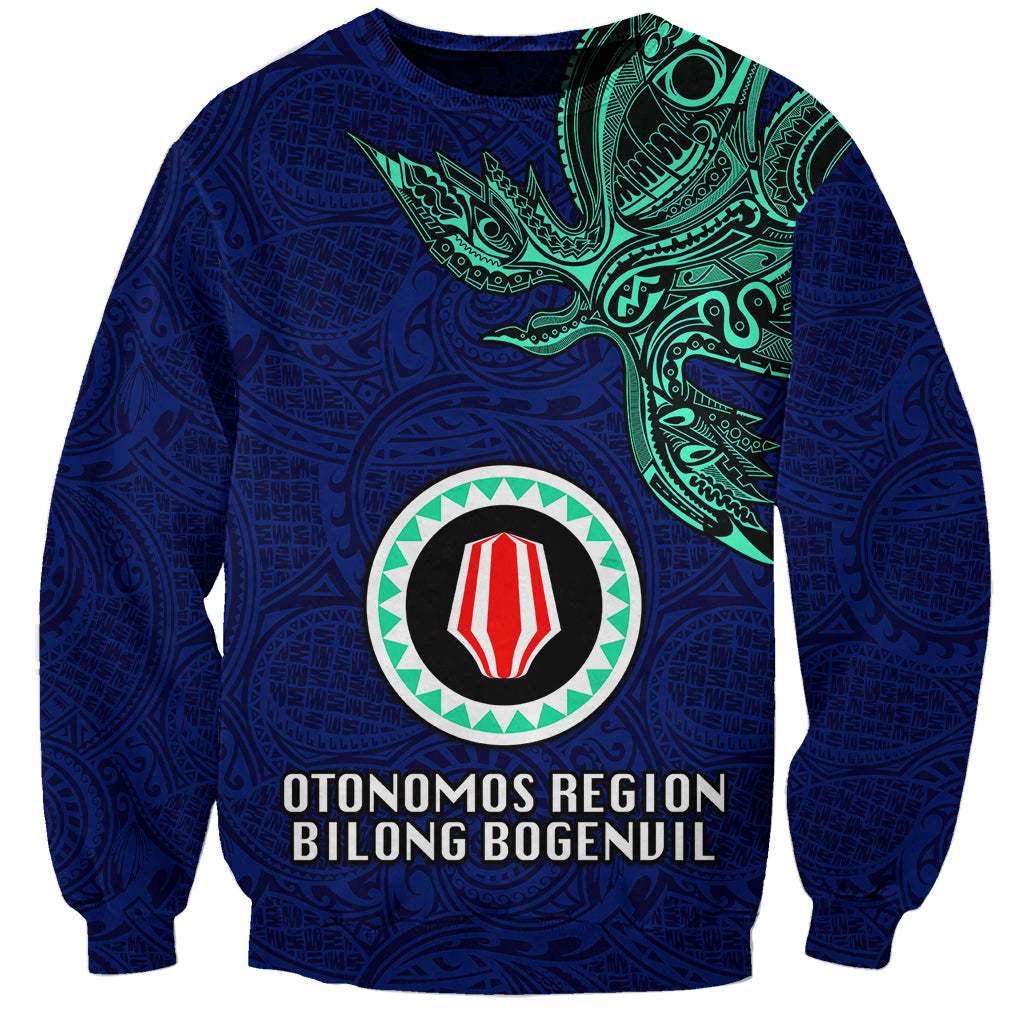Papua New Guinea Bougainville Sweatshirt PNG Birds Of Paradise Polynesian Arty Style LT03 Unisex Blue - Polynesian Pride