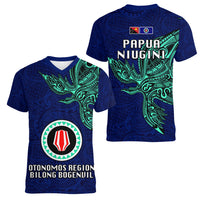 Papua New Guinea Bougainville Women V Neck T Shirt PNG Birds Of Paradise Polynesian Arty Style LT03 - Polynesian Pride