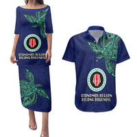 Custom Papua New Guinea Bougainville Couples Matching Puletasi Dress and Hawaiian Shirt PNG Birds Of Paradise Polynesian Arty Style LT03 Blue - Polynesian Pride