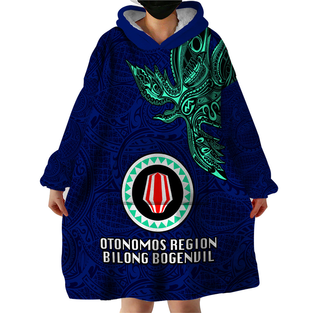 Custom Papua New Guinea Bougainville Wearable Blanket Hoodie PNG Birds Of Paradise Polynesian Arty Style LT03 - Polynesian Pride
