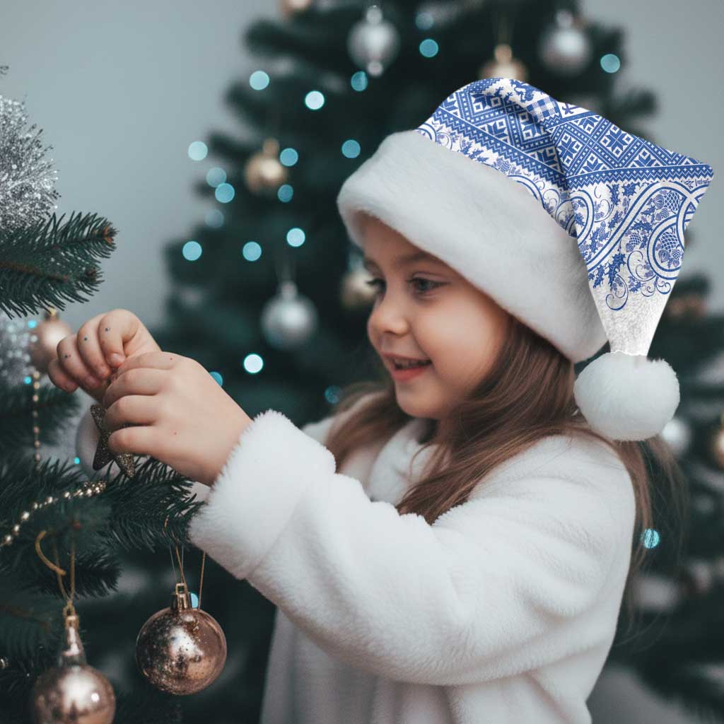 Scottish Christmas Santa Hat Scotland Thistle and Celtic Knot White-Blue Color - Polynesian Pride