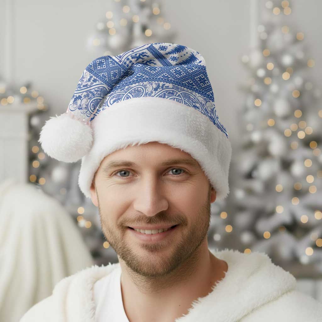 Scottish Christmas Santa Hat Scotland Thistle and Celtic Knot White-Blue Color - Polynesian Pride