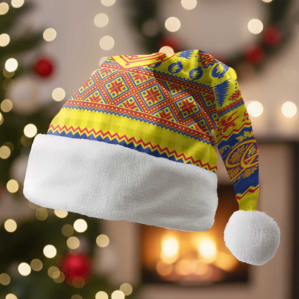Scottish Christmas Santa Hat Scotland Thistle and Celtic Knot Yellow-Red Color - Polynesian Pride